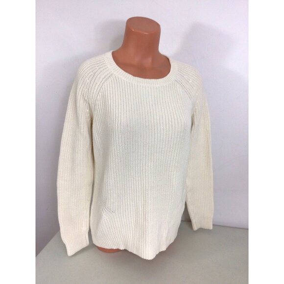 LL Bean Ivory Fisherman Sweater Womens Medium - Picture 1 of 7
